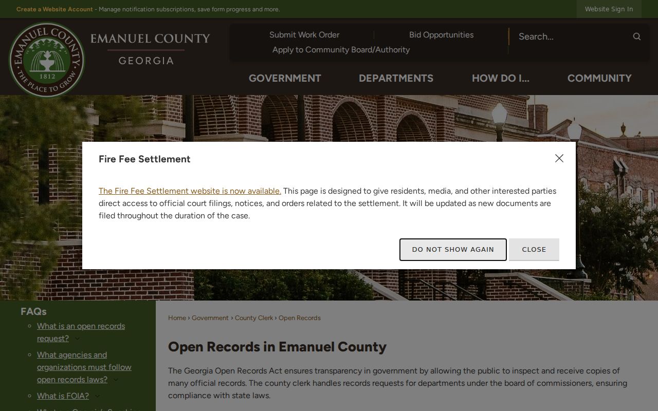 Emanuel County warrant records open-records guidance